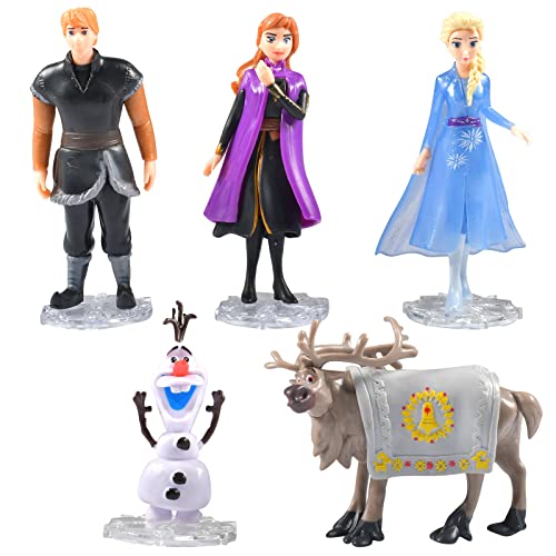 5 Stück Spielfiguren Set Fro-zen, Eiskönigin Mini Figuren Set, Prinzessin El-sa, An-na und Ol-af, Kristoff, Spielfigur Rentier Sven, ideal als kleines Geschenk für Kinder ab 3 Jahren von ZeYou