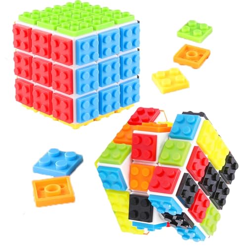 Speed Magic Cube 3x3, Build-on Brick Magic Cube,2 in 1 Brain Brick Blöcke und Induktionspuzzle kompatibel mit Lego Spielzeug für Kinder Erwachsene Jungen Mädchen Geschenk von ZeYou