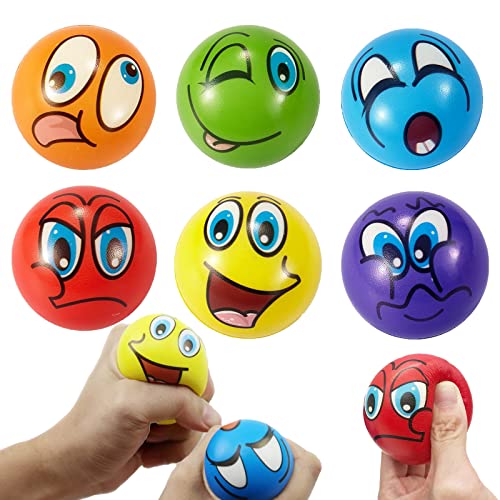 6 Stücke Emoji Stressbälle, Lustiges Gesicht Stressball, Anti Stress Bälle Erwachsene, Stressball zum Kneten Wutbälle für Kinder, 2,5 Zoll Softball Relief Emotionale Spielzeug (Frecher Stil) von Zeaying