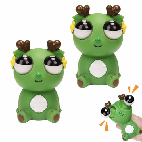 Dinosaurier Squeeze Spielzeug, Dinos Stressball Lustig Anti Stress Spielzeug Popping Out Eyes, Dinos Squeeze Toys Pinch-Spielzeug Augen Out Stressbälle Stressabbau Erwachsene Kinder (Dunkelgrün 2PCS) von Zecnaud