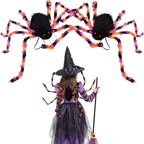 Zecnaud Halloween Kostüm Kinder Spinne, Spinnenkostüm mit Lichtern, Halloween Tasche, simulierte Halloween Tasche für SüßIgkeiten, Halloween Kostüm Kinder, Halloween Spinne, für Halloween Party (*2) von Zecnaud