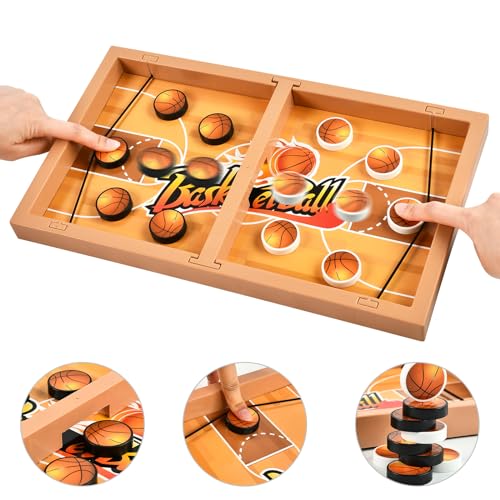 Hockey Brettspiel, 2 in 1 Tischhockey Katapult Brettspiel, Eltern-Kind Interaktion Fast Sling Puck Game, Tisch-Desktop-Partyspiele, Bouncing Brettspiel für Kinder ab 6 Jahren und Erwachsene von Zecouk