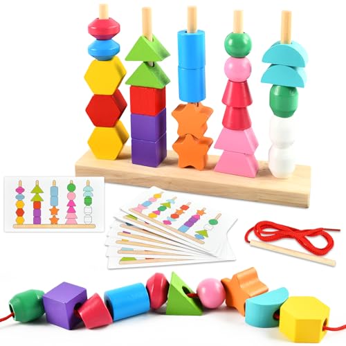 Zecouk Montessori Spielzeug ab 3/4/5/6+ Jahre Kinder Holzspielzeug Sortierspiel Motorikspielzeug Stapelspiel Frühes Lernspiele für Jungen Mädchen Bildungsgeschenke von Zecouk