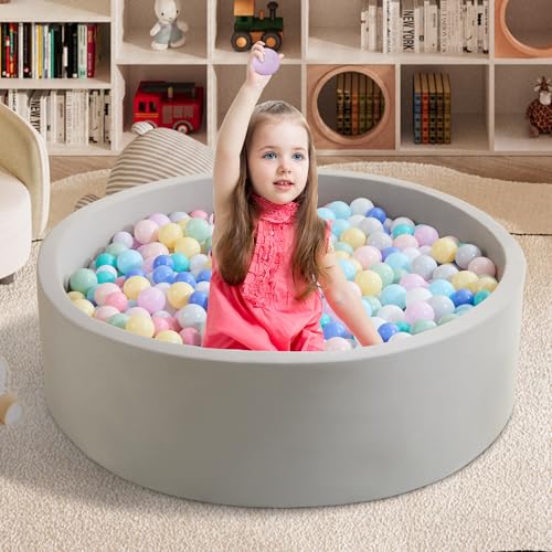 Ball Pit für Kleinkinder 35.4''x11.8'' Baby Ball Pit Weiche Memory Foam Ball Pit Runde Kids Ball Pit Innen- und Outdoor Spiel Kids Play Ball Pool (Grau, Keine Bälle) von Zedachica