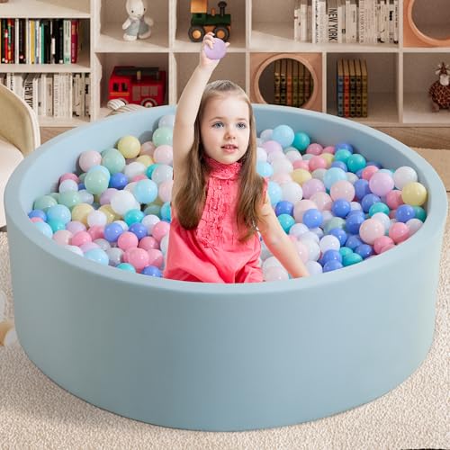 Ball Pit für Kleinkinder 35.4''x11.8'' Baby Ball Pit Weiche Memory Foam Ball Pit Runde Kids Ball Pit Innen- und Outdoor Spiel Kids Play Ball Pool (Hellblau, Keine Bälle) von Zedachica