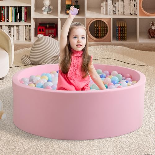 Ball Pit für Kleinkinder 35.4''x11.8'' Baby Ball Pit Weiche Memory Foam Ball Pit Runde Kids Ball Pit Innen- und Outdoor Spiel Kids Play Ball Pool (Pink, Keine Bälle) von Zedachica