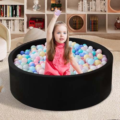 Ball Pit für Kleinkinder 35.4''x11.8'' Baby Ball Pit Weiche Memory Foam Ball Pit Runde Kids Ball Pit Innen- und Outdoor Spiel Kids Play Ball Pool (Schwarz, Keine Bälle) von Zedachica