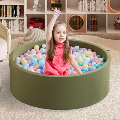 Zedachica Bällebad Baby 90Cmx30Cm Schaumstoff Bällebad Kinder Rund Bällebad Baby ab 1 Jahr Baby Bällepool für Innen und Außenbereich Mädchen und Jungen, (Salbei grün, Ohne Bälle) von Zedachica