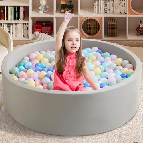 Zedachica Bällebad Baby 120Cmx40Cm Schaumstoff Bällebad Kinder Rund Bällebad Baby ab 1 Jahr Baby Bällepool für Innen und Außenbereich Mädchen und Jungen, (Grau, Ohne Bälle) von Zedachica