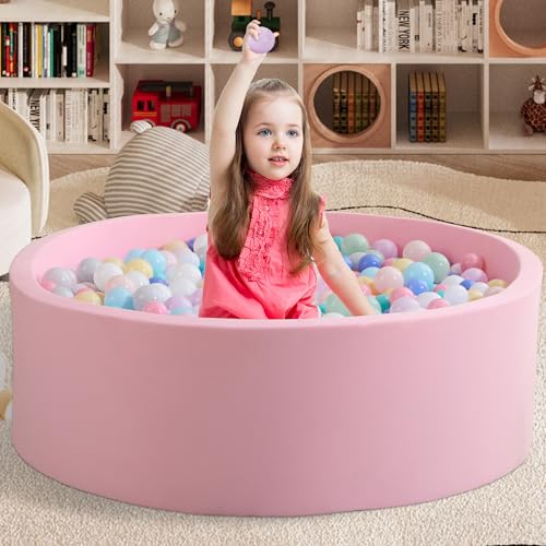 Zedachica Ball Pit für Kleinkinder 47.2''x15.7 Baby Ball Pit Weiche Memory Foam Ball Pit Runde Lagre Kids Ball Pit Innen- und Outdoor Spiel Kids Play Ball Pool (Pink, Keine Bälle) von Zedachica