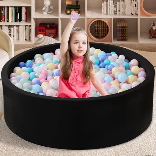 Zedachica Ball Pit für Kleinkinder 47.2''x15.7 Baby Ball Pit Weiche Memory Foam Ball Pit Runde Lagre Kids Ball Pit Innen- und Outdoor Spiel Kids Play Ball Pool (Schwarz, Keine Bälle) von Zedachica