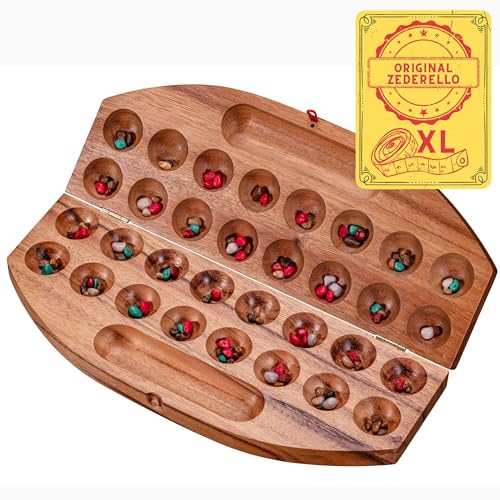Zederello Hus Bao 35cm Mancala klappbares Strategiespiel aus hochwertigem Holz Kalaha Bohnen-Spiel, Brett und Steinchen Zederello Hus Bao 35cm Mancala klappbares Strategiespiel aus hochwertigem Holz Kalaha Bohnen-Spiel, Brett und Steinchen von Zederello