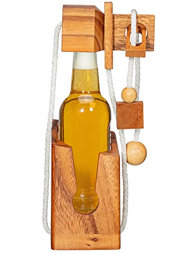 Zederello Mini Bier Flaschen-Puzzle für kleine Flaschen, Rätsel, Tresor, 0,33 Liter, Holz-Safe, Pils von Zederello