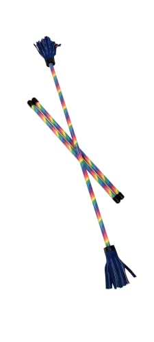 Z-Stix Professionelle Jonglier-Blumenstäbe, Devil Sticks und 2 Handstäbchen, Anfängerfreundlich – Festival-Serie (Banshee 43,2 cm HS 66 cm Stick, Regenbogen) von Zeekio