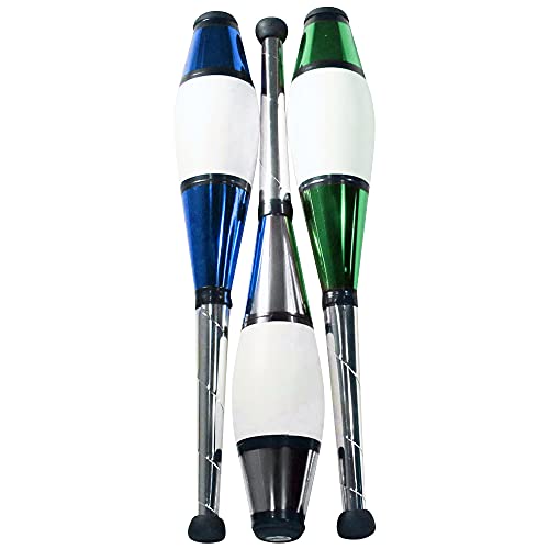 Zeekio Pegasus Jonglierclubs - [3er Set] Anfänger bis Profi Premium Qualität (Silber/Blau/Grün) von Zeekio