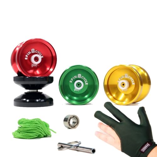 Zeekio Spin Cycle Yo-Yo – Anfängerreaktionsfreudiger Anfänger Aluminium-YoYo – Extra Lager, Werkzeug, Saiten, Handschuh, Aufkleber von Zeekio