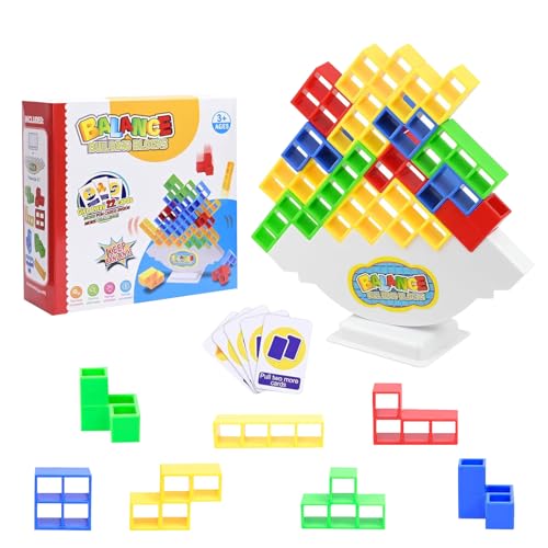 Zehan Zitong 64 Stück Tetra Tower Spiel,Schaukelstapel Hoch Kinder-Balance-Spielzeug,Tetris Tower Balance Game,Tetris Balance Spielzeug Tower Game,Team Tower-Spiel for Kinder und Erwachsene von Zehan Zitong