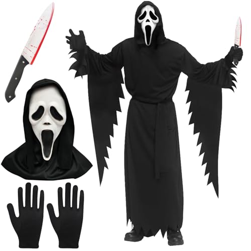Halloween Scream Costume,Screaming Ghost Kostüm,Ghost Kostüm, Gruseliges Geistergesicht Verkleidung,Gruseliges Geist Verkleidung mit falschem Messer und Masken, Halloween & Horror Verkleidung Halloween Scream Costume,Screaming Ghost Kostüm,Ghost Kostüm, Gruseliges Geistergesicht Verkleidung,Gruseliges Geist Verkleidung mit falschem Messer und Masken, Halloween & Horror Verkleidung von ZeiLaBang Kakadi