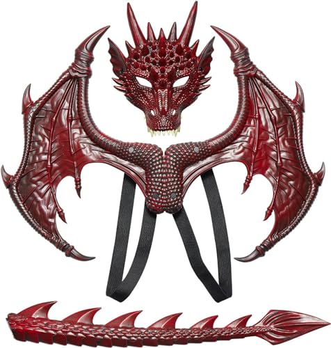 ZeiLaBang Kakadi Halloween Drachenflügel Schwanz Masken Set,Drachen Wings,Drachen Maske,Drachenflügel Kostüm Kinder Erwachsener,Dinosaurier Cosplay Set für Maskerade Halloween Party Karneval ZeiLaBang Kakadi Halloween Drachenflügel Schwanz Masken Set,Drachen Wings,Drachen Maske,Drachenflügel Kostüm Kinder Erwachsener,Dinosaurier Cosplay Set für Maskerade Halloween Party Karneval von ZeiLaBang Kakadi