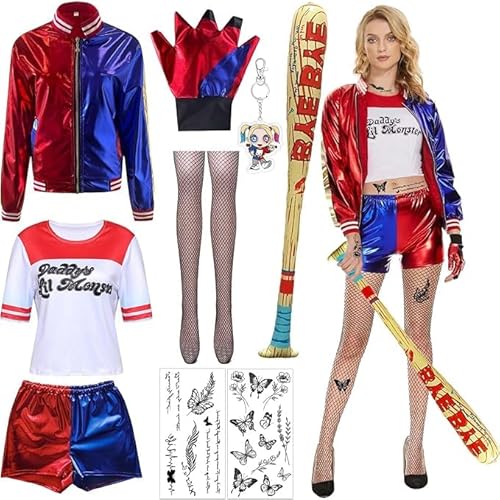 ZeiLaBang Kakadi Mädchen Bösewicht Kostüm Kit enthalten Jacke T-Shirt,Shorts und Handschuh Ballon Stick,Strümpfe Bundlefor Karneval Cosplay von ZeiLaBang Kakadi