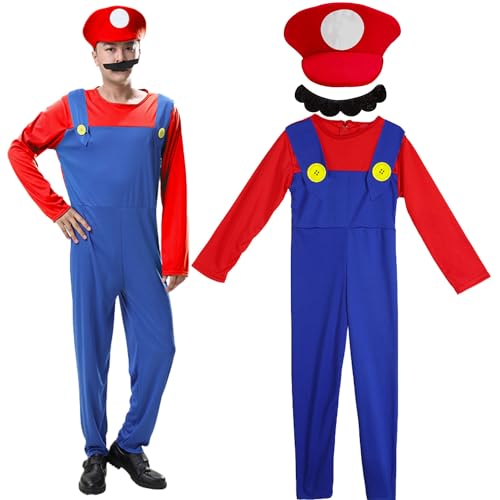 ZeiLaBang Kakadi Mario Kostüm Luigi Kostüm Set,Luigi Kostüm,Cosplay Kostüm,Mario und Luigi Kostüm,Super Bros Cosplay Kostüme,Damen Herren Outfit für Weihnachten Karneval Faschingskostüme von ZeiLaBang Kakadi