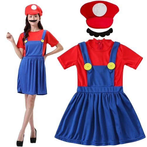 ZeiLaBang Kakadi Mario Kostüm Luigi Kostüm Set,Luigi Kostüm,Cosplay Kostüm,Mario und Luigi Kostüm,Super Bros Cosplay Kostüme,Damen Herren Outfit für Weihnachten Karneval Faschingskostüme von ZeiLaBang Kakadi