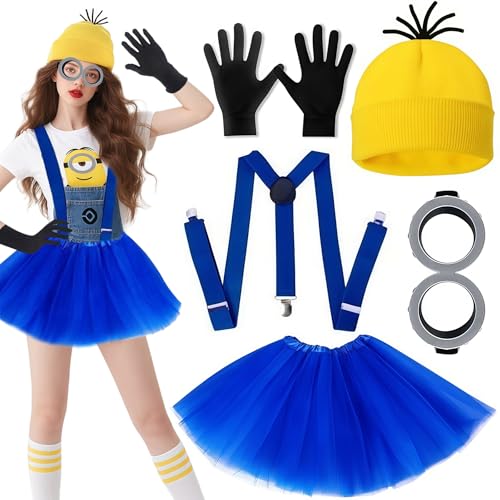 5 Stück Gelbes Kostüm set für cosplay,Minion Kostüm Zubehör,Halloween Kostüme für Erwachsene Kinder,Enthalten Goggles Hut Handschuhe,Schwarze Handschuhe und Gelbe Beanie Hüte,für Damen Herren Kinder 5 Stück Gelbes Kostüm set für cosplay,Minion Kostüm Zubehör,Halloween Kostüme für Erwachsene Kinder,Enthalten Goggles Hut Handschuhe,Schwarze Handschuhe und Gelbe Beanie Hüte,für Damen Herren Kinder von ZeiLaBang Kakadi