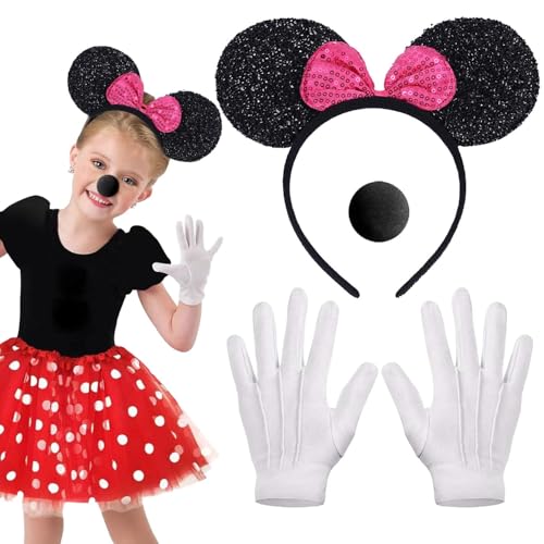 ZeiLaBang Kakadi Mouse Kostüm Damen Zubehör,Maus Ohren Haarreif,Mini Mouse Kostüm Damen,Maus Mouse Kostüm,Damen Maus Mouse Kostüm,Damen Mädchen Faschingkostüme Karneval Mottoparty Cosplay Party von ZeiLaBang Kakadi