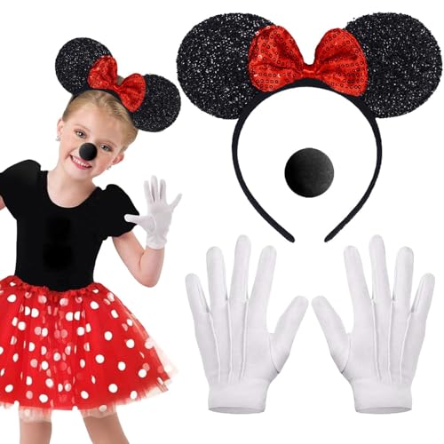 ZeiLaBang Kakadi Mouse Kostüm Damen Zubehör,Maus Ohren Haarreif,Mini Mouse Kostüm Damen,Maus Mouse Kostüm,Damen Maus Mouse Kostüm,Damen Mädchen Faschingkostüme Karneval Mottoparty Cosplay Party von ZeiLaBang Kakadi