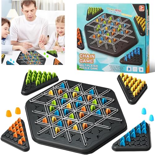 Triggle Spiel Gummibänder,Brain Games Triggle,Ketten Dreieck Spiel,Triggle Spiel Schach,Chain Triangle Game,Triggle Spiel Kettendreieck Schachspiel,Dreiecksschach-Brettspiel für 2-4 Personen von ZeiLaBang Kakadi