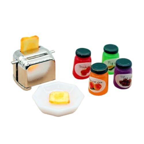 Zeiwohndc 1/12 Realistischer Miniatur Toaster Und Marmeladen Für Dollhouses Enthusiasten Und Sammlerküchenszene Die Accessoire Anzeigen von Zeiwohndc