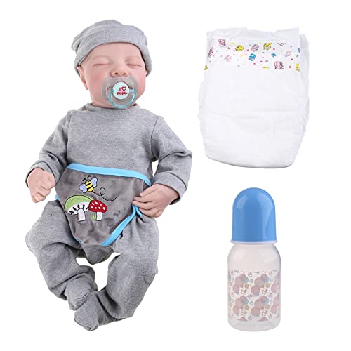 Zeiwohndc 19 Zoll Realistisch Für Geschlossene Augen Schlaf Junge Weiches Silikon Baby Süßes Neugeborenes Spielzeug Geschenk von Zeiwohndc