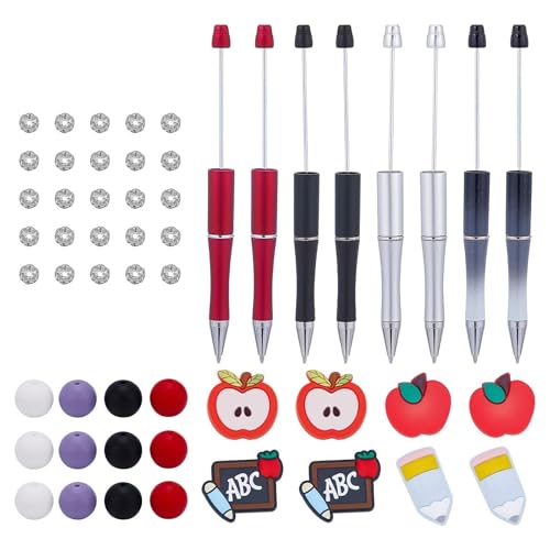 Zeiwohndc Fun Assembly Perlen Stift Set Enthält Einen Schwarzen Stift Der Verschiedene Perlen Silikonperlen Ideal Für Handwerksliebhaber Und Lehrer von Zeiwohndc