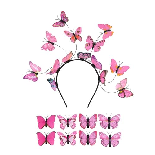 Zeiwohndc Haarschmuck Schmetterling Stirnband für Damen Kind Bunte Haarspange Stirnband Karneval Party Kopfschmuck von Zeiwohndc