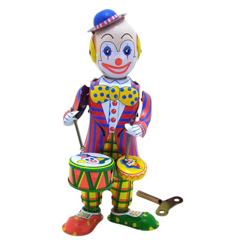 Zeiwohndc Nostalgic Tinplate Clown Schlagzeuger Figur Spielzeug Für Kinder Und Erwachsene Einrichtung Von Modellstatue Figur Für Zuhause Dekore von Zeiwohndc