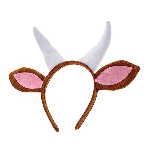 Zeiwohndc Pelziges Horn Stirnband Horn Lamm Ohren Cartoon Haarband Für Bühne Kinder Kostüm Haarschmuck von Zeiwohndc