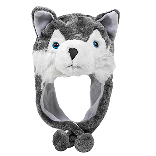 Zeiwohndc Unisex Nette Weiche Fuzzy Wolf Plüsch Cartoon Schöne Winter Cosplay Winddicht Bühne Leistung Requisiten Eltern Kind von Zeiwohndc