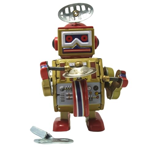 Zeiwohndc Vintage Roboter Schlagzeuger Tin Toy Nostalgic Windup Kollektible Für Oder Café Shop Dekoration Antiquitätenspielzeug von Zeiwohndc