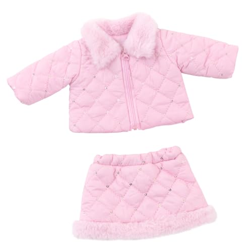 Zeiwohndc Winterrock Set Für 18/16-Zoll Mädchenpuppen Pailletten Outfit Daunenmantel Pailletten Winter Weihnachtsoutfit von Zeiwohndc