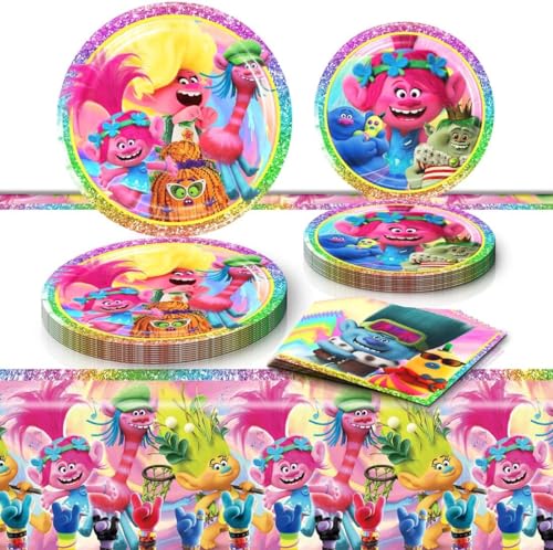 Trolls World Tour Partygeschirr Set, Partygeschirr Geburtstag, Kindergeburtstag Deko Party, Party Thema Partyzubehör von Zempertoopa