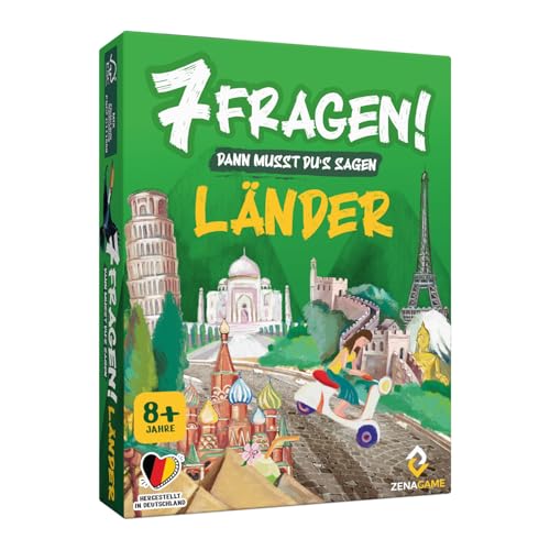 Zenagame 3162017 7 Fragen! Dann musst du's Sagen!, Länder, Länderquiz, Quizspiel ab 8 Jahren, Kinderquiz, Wissenspiel für Kinder von Zenagame