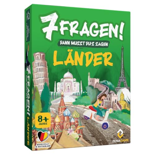 Zenagame 3162017 7 Fragen! Dann musst du's Sagen!, Länder, Länderquiz, Quizspiel ab 8 Jahren, Kinderquiz, Wissenspiel für Kinder von Zenagame