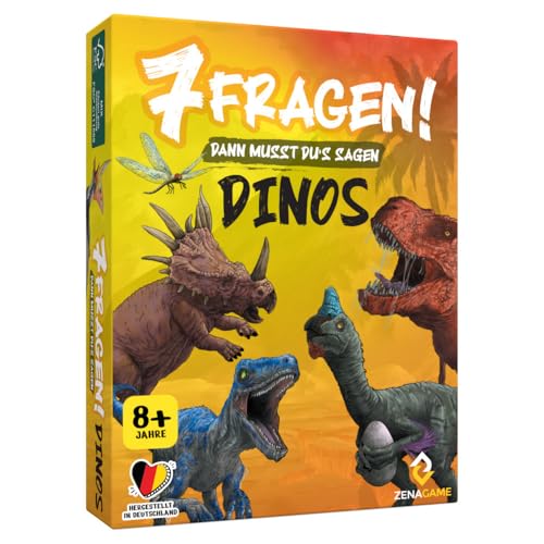 Zenagame 3162021 7 Fragen! Dann musst du's Sagen!, Dinos, Dinosaurier-Quiz-Spiel, Quizspiel ab 8 Jahren, Kinderquiz, Wissenspiel für Kinder von ZENAGAME