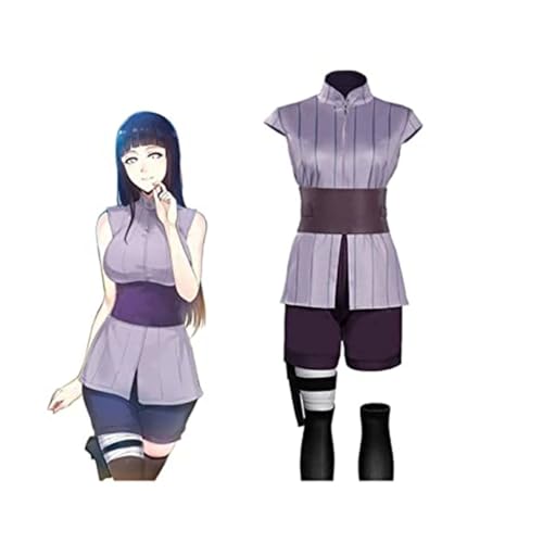 Hyuga Hinata Cosplay Kostüm Halloween Party Uniform Outfits 5 Stück,Purple-3XL von Zenaha