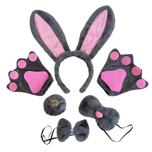 Osterhasen Kostüme Für Kinder Cosplay Hasen Ohr Stirnband Schwanz Fliege Handschuhe Tierkostüm Zubehör Set von Zenlir