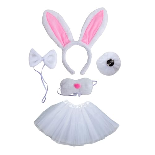 Osterhasen Kostüme Für Kinder Cosplay Hasen Ohr Stirnband Schwanz Fliege Handschuhe Tierkostüm Zubehör Set von Zenlir