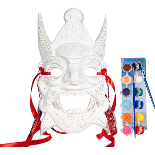 Zenlir Bemalbare Maskerade Maske Mit 12-farbiger Acrylfarbe Und Pinsel Unbemalte Maskerade Maske Für Kinder Und Erwachsene Cosplay von Zenlir