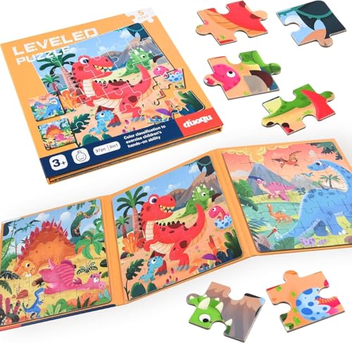 Zenovate Magnetische Puzzle für Kinder, Dinosaurier Kinderpuzzle ab 3 Jahre, 25-30-42 Teile, Kindgerechte Aktivitäten bei Reisen im Auto und im Flugzeug, Ideal für Kindergeschenke - Dinosaur von Zenovate