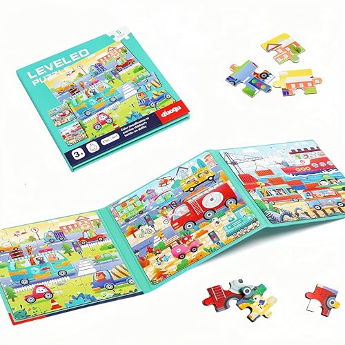 Zenovate Magnet Puzzle ab 3 4 5, 3-in-1 Verkehr Kinderpuzzle Magnet, 25-30-42 Teile, Beschäftigung für Kinder im Flugzeug Autofahrt, Geschenke für Kinder ab 3-8 Jahre von Zenovate