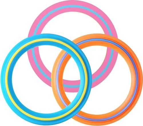 3 pcs 28 CM Flying Ring Wurfring，tosy Flying Ring，strand spielzeug，wurfring-spielspielzeug，kinder outdoor spiele Anzug，Ultimativer Urlaub im Freien, Schulspielplatz, Park, Poolspaß（gelb, orange, rosa） von ZephyrHome